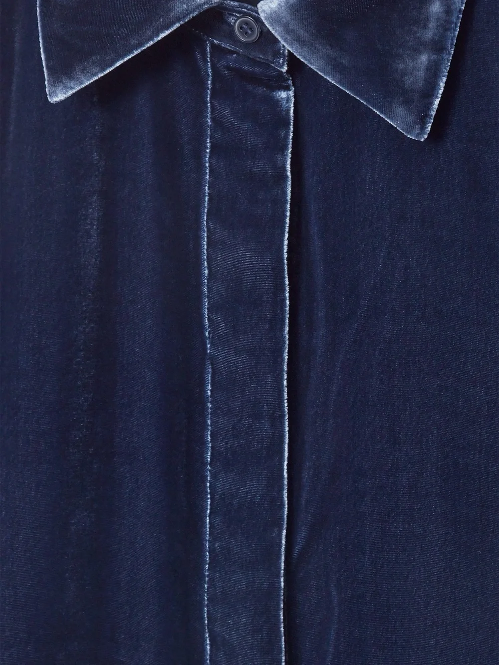 COS Deep Navy Velvet Button-Down Shirt - Picture 2 of 5